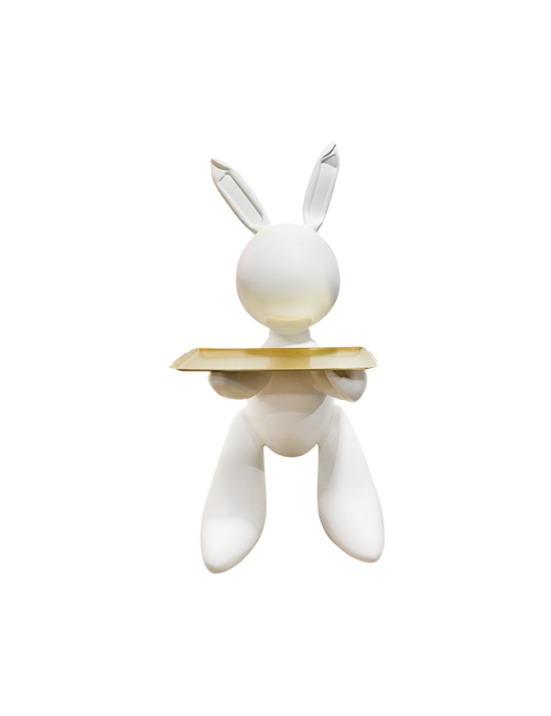 WHITE BUNNY GOLD TRAY