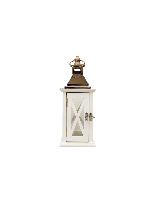 SMALL WHITE WOOD TRIANGLE WINDOW LANTERN