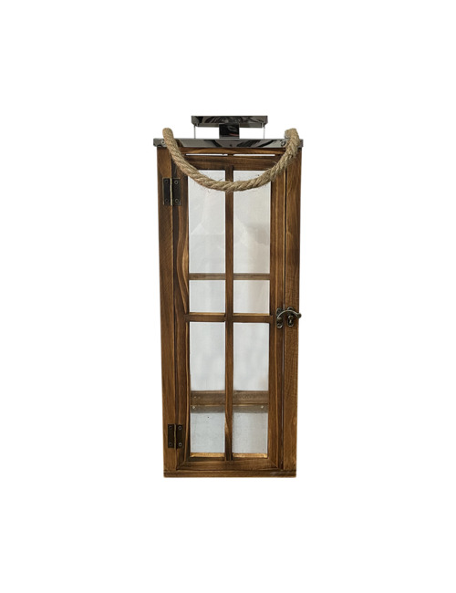 LARGE NATURAL WOOD SQUARE WINDOW LANTERN