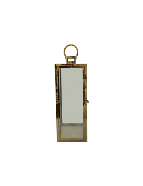 MEDIUM  RECTANGLE GOLD METAL LANTERN