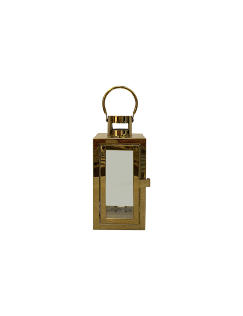 SMALL RECTANGLE GOLD METAL LANTERN