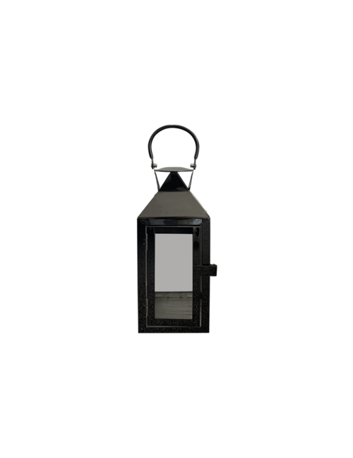 Small Rectangle Black Pyramid Top Metal Lantern